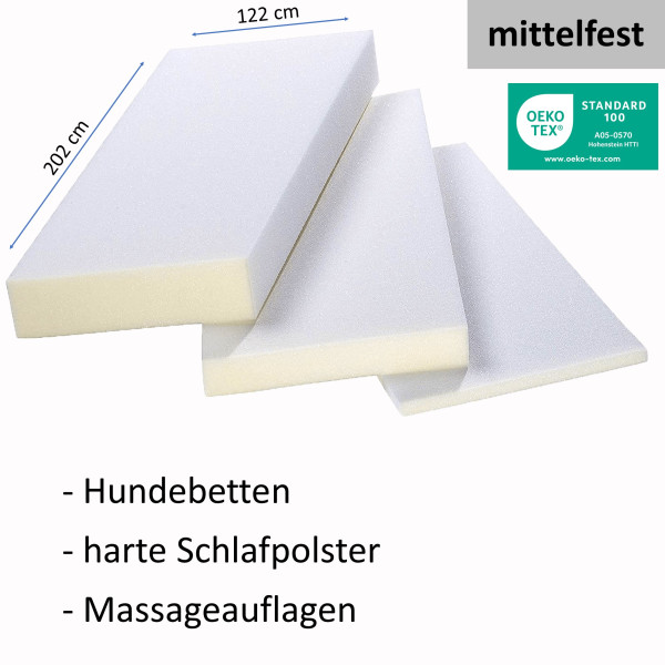 Schaumstoff Platten RG 3550 202x122cm Stärke 1-10cm / mittelfest