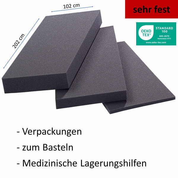 Schaumstoff Platte RG 8080 202x102cm Stärke 1-10cm / sehr fest