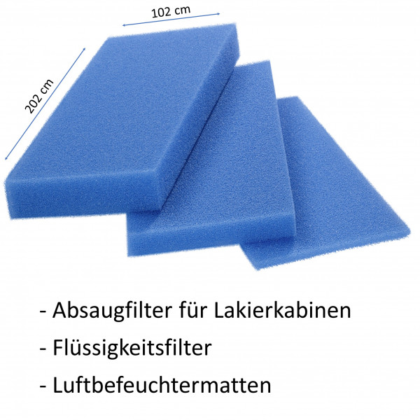 Filterschaumstoff Platte PPI 20 / 202x102cm / Stärke 1-10cm