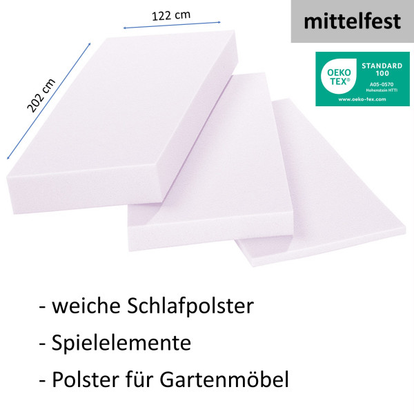 Schaumstoff Platten RG 2538 202x122cm Stärke 1-10cm / mittelfest