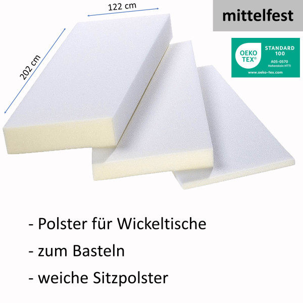 Schaumstoff Platten RG 3038 202x122cm Stärke 1-12cm / mittelfest