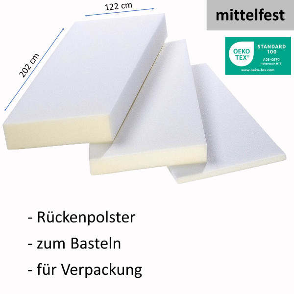 Schaumstoff Platten RG 1832 202x122cm Stärke 1-12cm / mittelfest